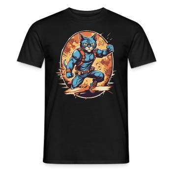 Dessin animé Action Film Chat - Cat Lover Design - T-shirt homme - noir - Devant - AI Model Male 178 light (178cm)