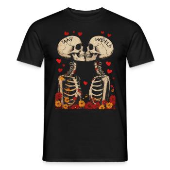 French Kiss - Skull, Skelett, Totenkopf - Männer T-Shirt - Schwarz - Vorne - AI Model Male 178 light (178cm)