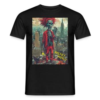 Freaky World - Skull, Totenkopf - Männer T-Shirt - Schwarz - Vorne - AI Model Male 178 light (178cm)
