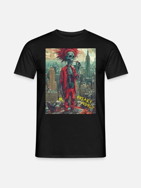 Freaky World - Skull, Totenkopf - Männer T-Shirt - Schwarz