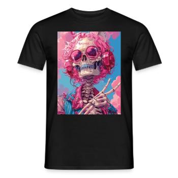 The Pink Skull - Totenkopf mit Köpfhörer - Männer T-Shirt - Schwarz - Vorne - AI Model Male 178 light (178cm)