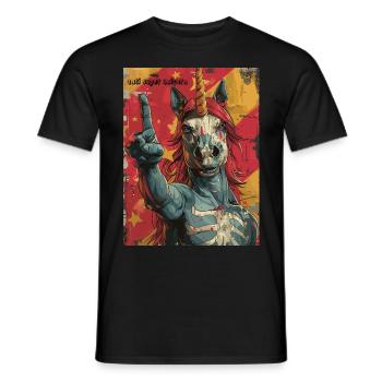 Anti Super Unicorn - Skelett Einhorn - Männer T-Shirt - Schwarz - Vorne - AI Model Male 178 light (178cm)