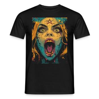 The Female Devil mit Pentagramm - Männer T-Shirt - Schwarz - Vorne - AI Model Male 178 light (178cm)
