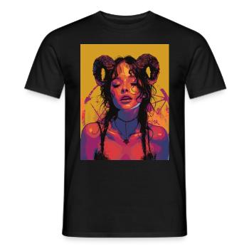 The Female Devil mit Pentagramm - Männer T-Shirt - Schwarz - Vorne - AI Model Male 178 light (178cm)