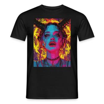 The Female Devil mit Pentagramm - Männer T-Shirt - Schwarz - Vorne - AI Model Male 178 light (178cm)