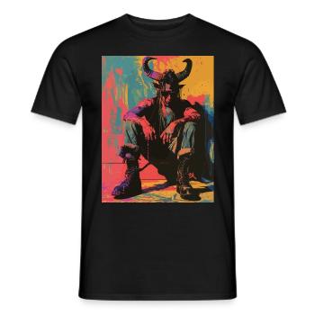 The Devil mit Pentagramm - Männer T-Shirt - Schwarz - Vorne - AI Model Male 178 light (178cm)