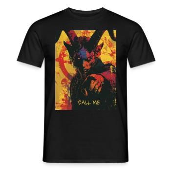 The Devil mit Pentagramm, Call me - Männer T-Shirt - Schwarz - Vorne - AI Model Male 178 light (178cm)