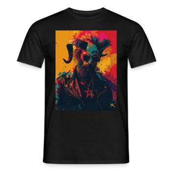 The Devil mit Pentagramm - Männer T-Shirt - Schwarz - Vorne - AI Model Male 178 light (178cm)