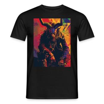 The Devil mit Pentagramm - Männer T-Shirt - Schwarz - Vorne - AI Model Male 178 light (178cm)