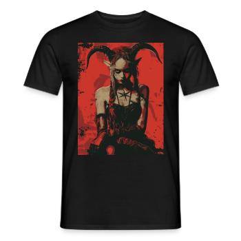 The Devil mit Pentagramm - Männer T-Shirt - Schwarz - Vorne - AI Model Male 178 light (178cm)