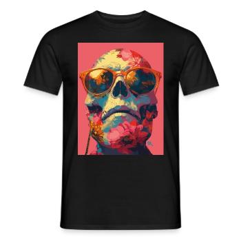 Hippie Skull - Totenkopf - Männer T-Shirt - Schwarz - Vorne - AI Model Male 178 light (178cm)