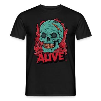 Skull in Hell - Alive, Totenkopf - Männer T-Shirt - Schwarz - Vorne - AI Model Male 178 light (178cm)