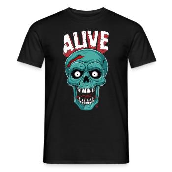 Skull in Hell - Alive, Totenkopf - Männer T-Shirt - Schwarz - Vorne - AI Model Male 178 light (178cm)