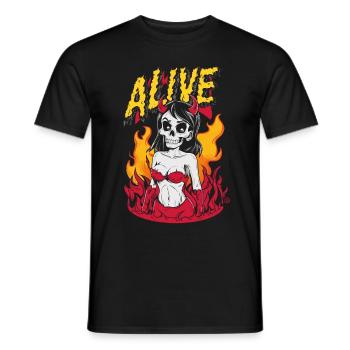 Female Devil - Alive, Skull, Totenkopf - Männer T-Shirt - Schwarz - Vorne - AI Model Male 178 light (178cm)