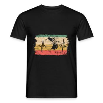 Skateboard Skater Herzschlag EKG Retro Vintage Ges - Männer T-Shirt - Schwarz - Vorne - AI Model Male 178 light (178cm)