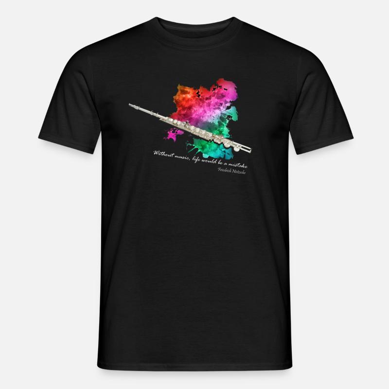 Querflöte - Männer T-Shirt - Schwarz