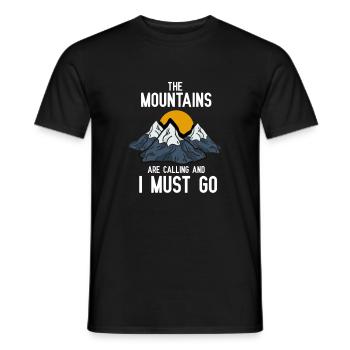 Les montagnes appellent les campeurs et les randonneurs - T-shirt homme - noir - Devant - AI Model Male 178 light (178cm)