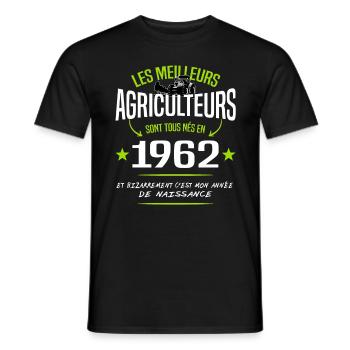 Agriculteur né en 1962 / naissance humour - T-shirt homme - noir - Devant - AI Model Male 178 light (178cm)