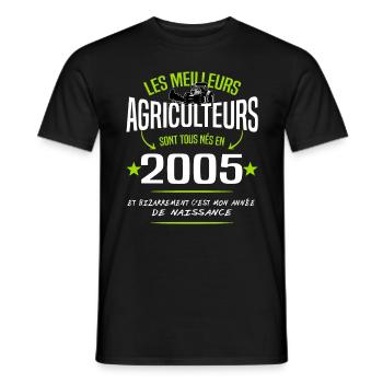 Agriculteur né en 2005 / naissance humour - T-shirt homme - noir - Devant - AI Model Male 178 light (178cm)