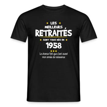 Retraite et 1958 cadeau humour retraité - T-shirt homme - noir - Devant - AI Model Male 178 light (178cm)