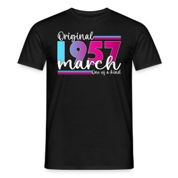 66th birthday Mrs. Original March Born 1957 - Men's T-Shirt - black - Front - AI Model Male 178 light (178cm)