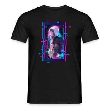 Cyber Futuristic Girl 3 - Anime Shirt - Männer T-Shirt - Schwarz - Vorne - AI Model Male 178 light (178cm)