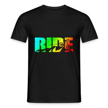 MTB Spruch RIDE Mountainbike Downhill - Männer T-Shirt - Schwarz - Vorne - AI Model Male 178 light (178cm)