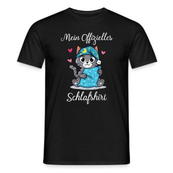 Katze Schlafshirt Geschenk Geburtstag - Männer T-Shirt - Schwarz - Vorne - AI Model Male 178 light (178cm)