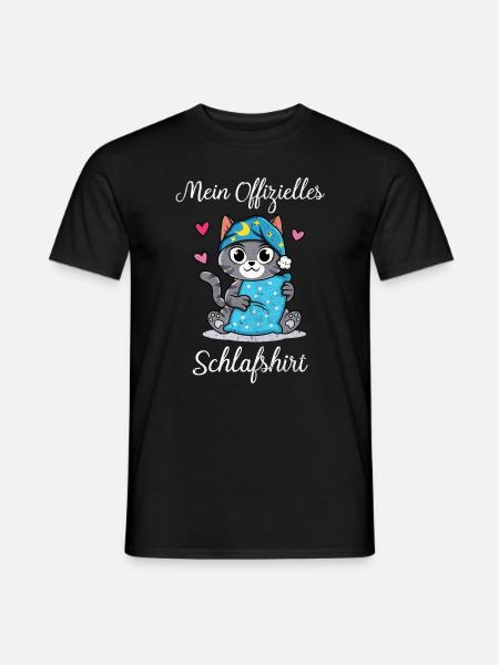 Katze Schlafshirt Geschenk Geburtstag - Männer T-Shirt - Schwarz