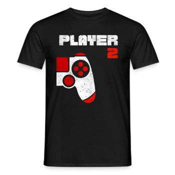 Player 1 Player 2 Gamer Partnerlook - Männer T-Shirt - Schwarz - Vorne - AI Model Male 178 light (178cm)