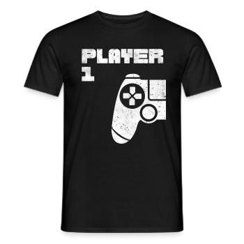 Player 1 Player 2 Joueur Partenaire Look - T-shirt homme - noir - Devant - AI Model Male 178 light (178cm)