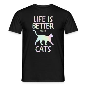 La vie est un cadeau de chat avec les chats - T-shirt homme - noir - Devant - AI Model Male 178 light (178cm)
