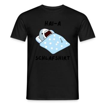 Hai Schlafshirt Nachthemd Geschenk - Männer T-Shirt - Schwarz - Vorne - AI Model Male 178 light (178cm)