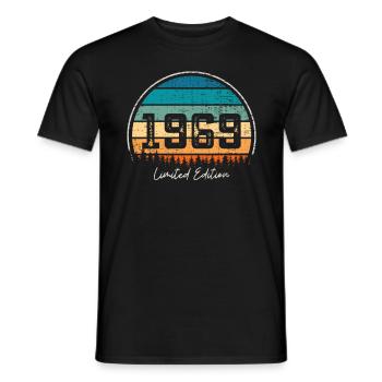 Vintage 1969 Limited Edition Retro Sunset - Men's T-Shirt - black - Front - AI Model Male 178 light (178cm)