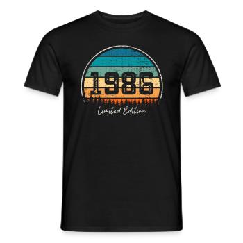 Vintage 1986 Limited Edition Retro Sunset - Men's T-Shirt - black - Front - AI Model Male 178 light (178cm)