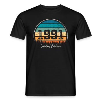 Vintage 1991 Limited Edition Retro Sunset - Men's T-Shirt - black - Front - AI Model Male 178 light (178cm)