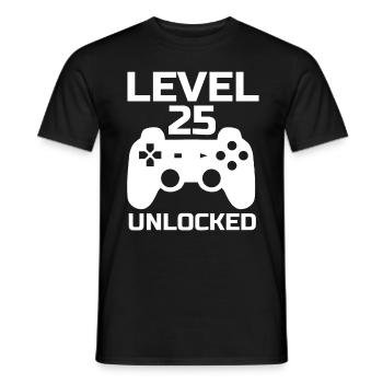 Level 25 Unlocked Gamer 25 Years Birthday - Men's T-Shirt - black - Front - AI Model Male 178 light (178cm)