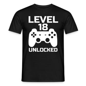 Level 18 Unlocked Gamer 18 Jahre Geburtstag - Männer T-Shirt - Schwarz - Vorne - AI Model Male 178 light (178cm)