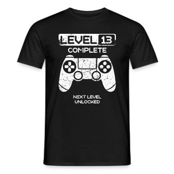 13th birthday 13 years Gamer Level Complete - Men's T-Shirt - black - Front - AI Model Male 178 light (178cm)