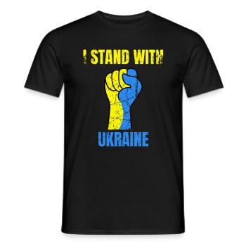 I Stand With Ukrainian Vintage Ukraine Flag - Men's T-Shirt - black - Front - AI Model Male 178 light (178cm)