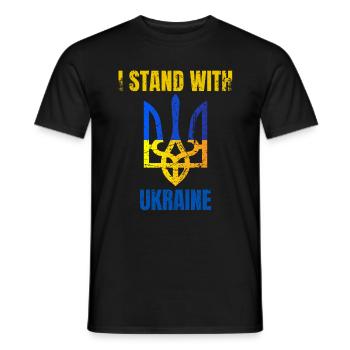 I Stand With Ukrainian Vintage Ukraine Flag - Men's T-Shirt - black - Front - AI Model Male 178 light (178cm)