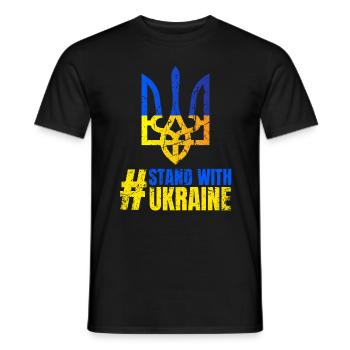 Stand with Ukraine Vintage Ukraine Flag - Men's T-Shirt - black - Front - AI Model Male 178 light (178cm)