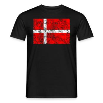 Denmark Flag Vintage - Men's T-Shirt - black - Front - AI Model Male 178 light (178cm)