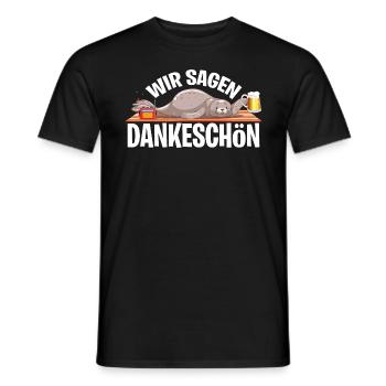 Dankeschön, Faultier, Bier, Spruch, Cartoon Lustig - Männer T-Shirt - Schwarz - Vorne - AI Model Male 178 light (178cm)