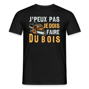 J'peux pas je dois Faire Du Bois,papa forestier - T-shirt homme - noir - Devant - AI Model Male 178 light (178cm)