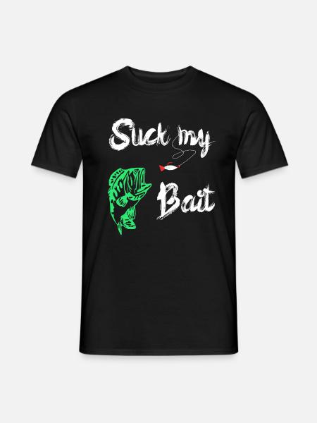 Suck My Bait Köderfisch Angeln Raubfisch Geschenk - Männer T-Shirt - Schwarz
