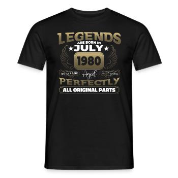 Legend Born 1980 Juillet 42nd Birthday Gift - T-shirt homme - noir - Devant - AI Model Male 178 light (178cm)