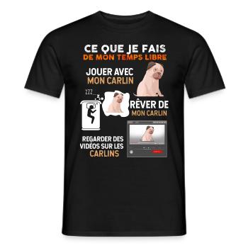 Temps libre chien Carlin Idée Cadeau Chien De Race - T-shirt homme - noir - Devant - AI Model Male 178 light (178cm)