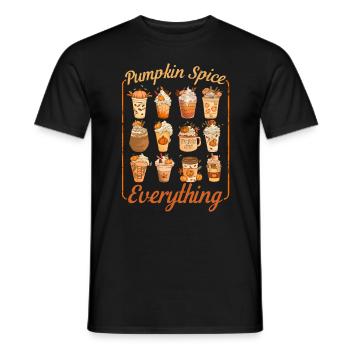 Pumpkin Spice Everything Coffee Shop Menu - Men's T-Shirt - black - Front - AI Model Male 178 light (178cm)