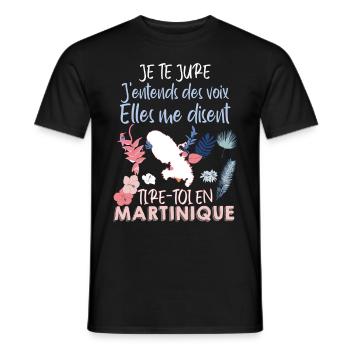 Martinique Humour J'entends des voix - T-shirt homme - noir - Devant - AI Model Male 178 light (178cm)
